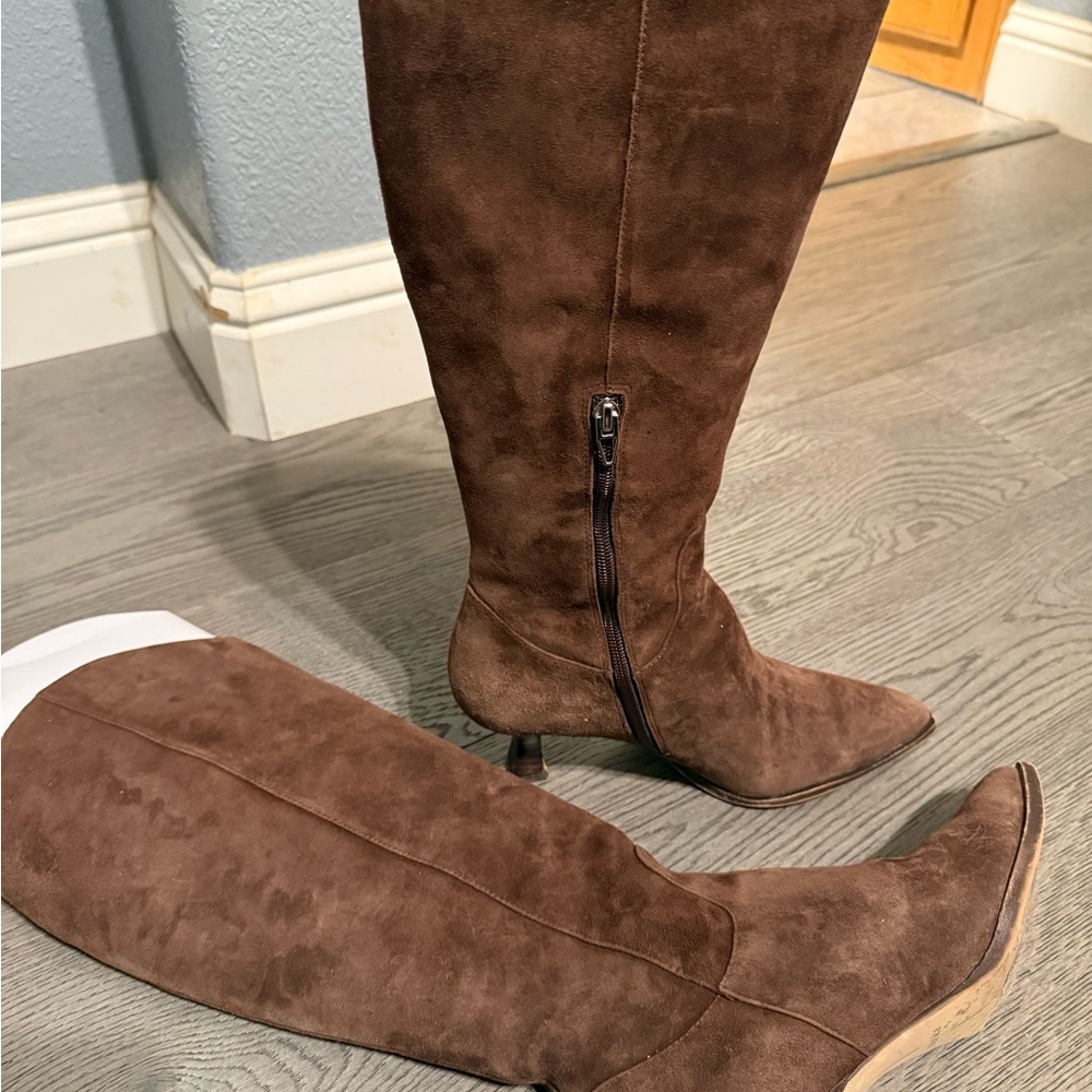 Dolce Vita Dark Brown Suede Heeled Boots - Picture 8 of 9